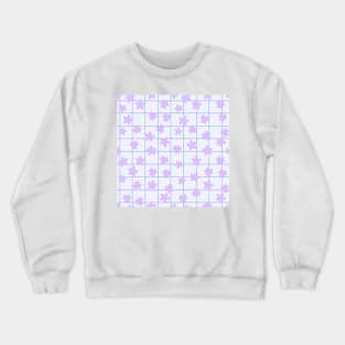 Cute Lilac Flowers on a periwinkle grid danish pastel aesthetic Crewneck Sweatshirt